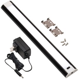LED Hand Wave Motion Sensor Under Cabinet Lighting Plug In Kit - Dimmable Under Counter Lights for Kitchen - Black Finish - 12Inch (1Pack) - 12v LED Light Bar - Soft Neutral 3500K - Touchless Dimming