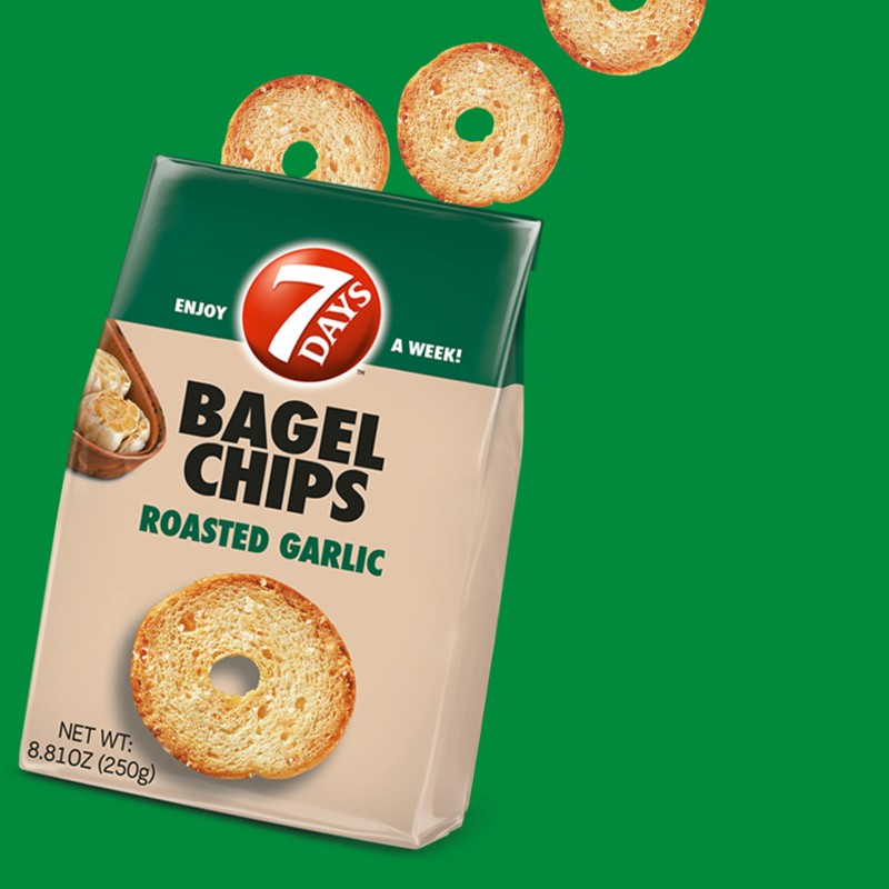7Days Bagel Chips, Roasted Garlic, 8.81 Ounce Bag