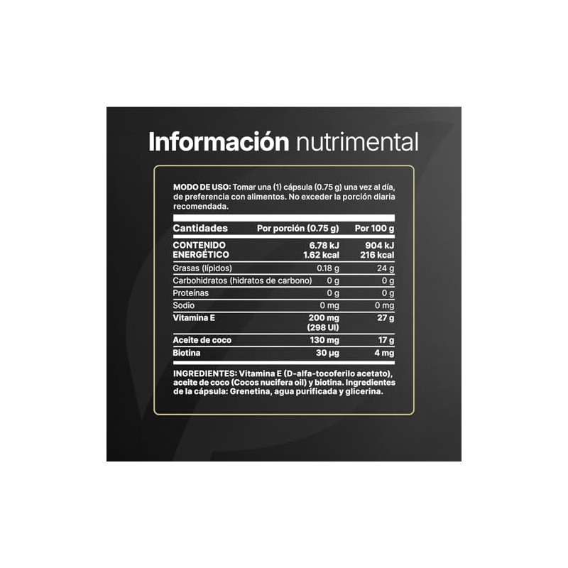 Life Vitamina Biotina 200 Cápsulas Blandas Potenciada Aceite Coco Alta