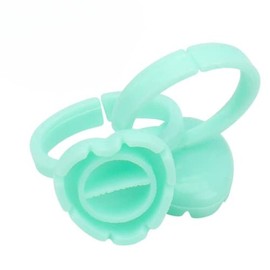 100pcs Glue Rings for Eyelash Extensions - Lash Extension Glue Ring Holder Cup for Professional Lash Tech Supplies – Adjustable, Disposable & Flower Rings for Nail Art, Tattoo & Makeup - GREEN