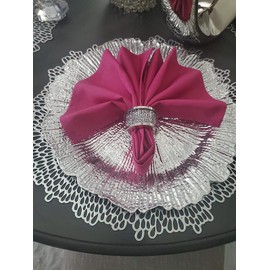 PLOYMONO Fuchsia Heavy Duty Cloth Napkins - 17 x 17 Inch Solid Washable Polyester Dinner Napkins - Set of 8 Napkins with Hemmed Edges - Great for Weddings, Parties, Banquet, Spring, Mothers day