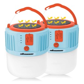 Linterna LED solar, equipo de camping para exteriores, luz de camping recargable por USB con energía, impermeable, luz colgante de supervivencia, perfecta para emergencias de huracanes, senderismo, hogar (paquete de 2)