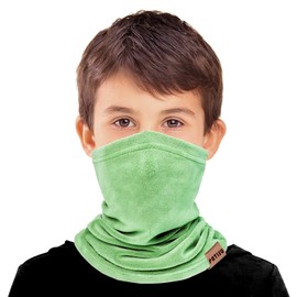 Kids Neck Warmer Gaiter Winter Fleece Face Neck Cover Balaclava Cold Weather Windproof Face Mask for Boys Girls Light Green