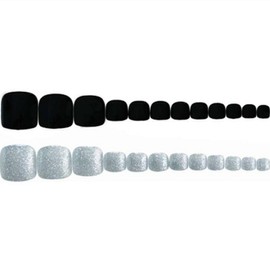 Nature's Farmer Collection Pedi Tips 24p Set, Black Grinding Silver Pearl, 1 Piece / 네이처스 파머 컬렉션 페디팁 24p 세트, 블랙 그라인딩 실버펄, 1개