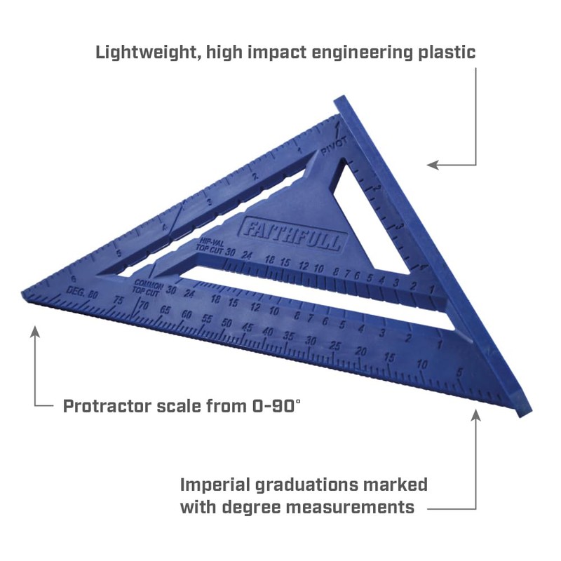 Faithfull Plastic Quick Square - 7in Imperial Triangle Measuring Ruler