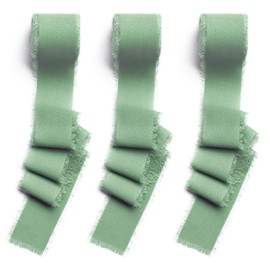 CHUQING Ribbon Wide Green Gift Ribbon Wedding Silk Ribbon Chiffon,1.5" x 7Yd Ribbon Decorative Ribbon Fabric Ribbon Eucalyptus Green