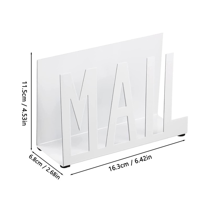 Kaluroil Mail Holder White Metal Letter Sorter Table Top Mail