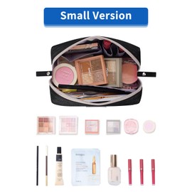 Narwey Small Makeup Bag for Purse Mini Cosmetic Bag Travel Makeup Pouch Zipper Pouch Cute Make up Bags with Compartments for Women (Small, Black)