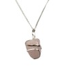 VIE Tumbled Stone Wire Wrap Pendant, 2-3cm (Rose Quartz)