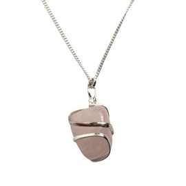 VIE Tumbled Stone Wire Wrap Pendant, 2-3cm (Rose Quartz)