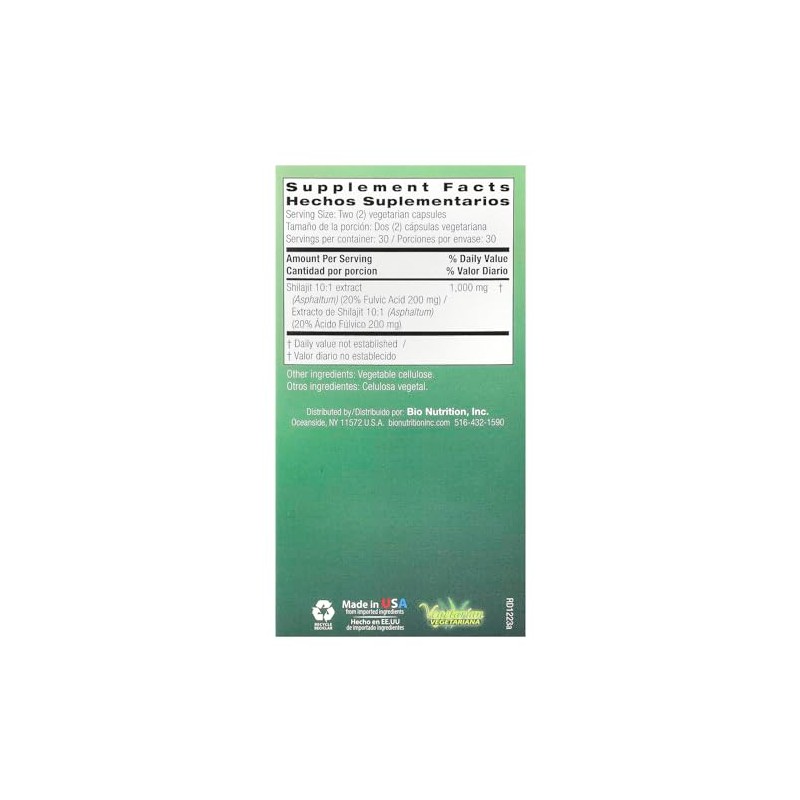 Bio Nutrition Shilajit (Asphaltum), 60 Vegetarian Capsules