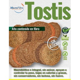 Macrofibra Integral Galleta Oblea Tostis de Salvado Vainilla - Sin Azucar, Vegano, Sin Lactosa, Alto contenido en fibra, Macrobiotico e Integral 10 botes c/ 15 obleas.