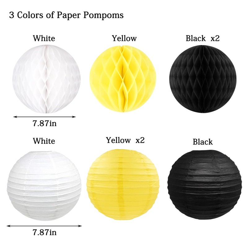 jascaela Party Decorations Set - Paper Lanterns, Pom Poms Flowers,