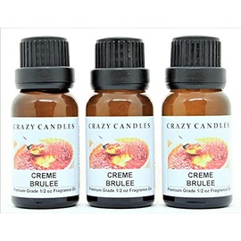 Crazy Candles Creme Brulee (Made in USA) 3 Bottles 1/2 FL Oz Each (15ml) Premium Grade Scented Fragrance Oil