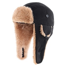 Magracy Toddler Boys Outdoor Winter Fleece Trapper Hat Kids Warm Earflap Hats Windproof Pilot Aviator Cap Black S