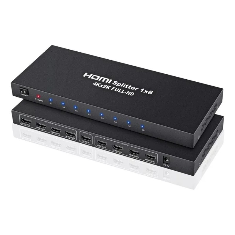 Splitter HDMI Divisor Seisa 1x8 Full HD 1080p 3D Amplificador