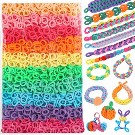 DNPHRPY 1600 PCS Weaving Loom Bracelet Making Kit Elastic Arts and Crafts Kit for Kids Rainbow Loom Colorful Cloth Bands Fabric Loops Bracelets Kit DIY Ideal Gifts for Girls Ages 5 6 7 8-12 13 Crafts