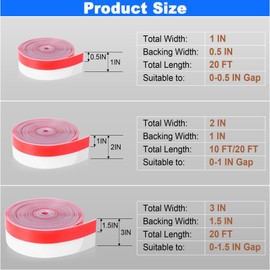 ToLanbbt Weather Stripping Silicone Door Seal Strip 2 in x 10 ft Door Draft Stopper Self Adhesive Door Draft Tape, Side & Bottom Gaps Insulation Strip for Glass Shower Door Sliding Door Window, Clear