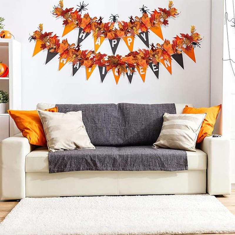 Autumn Maple Leaves Garland, 5.74ft Fall Artificial Hanging Garland, 2