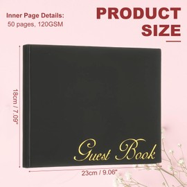 PATIKIL Elegant Guest Book 9"x7" PU Leather Wedding Guest Book Stylish Sign-in Book with Blank 120GSM Paper for Reception, Birthday, Funeral, Special Events, Black