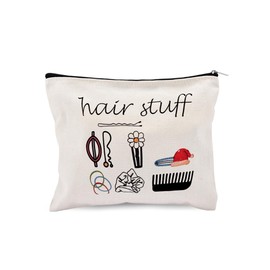 Hair Stuff Makeup Travel Bag for Women Girls Make Up Pouch Canvas Bags for Mom Daughter Christmas Birthday Gifts Bestie Friendship Long Distance Gift Makeup Storage Organizer with Zipper