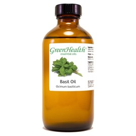 Basil – 8 fl oz (237 ml) Glass Bottle w/Cap – 100% Pure Essential Oil – GreenHealth