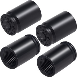 PAGOW 4 Pcs Bullet Shaped Valve Stem Caps, Metal Tire Valve Cap, Aluminum Alloy Replacement Tire Valve Cap, Dustproof Air Caps for Cars, Bike, Motorcycle, Truck (Black)