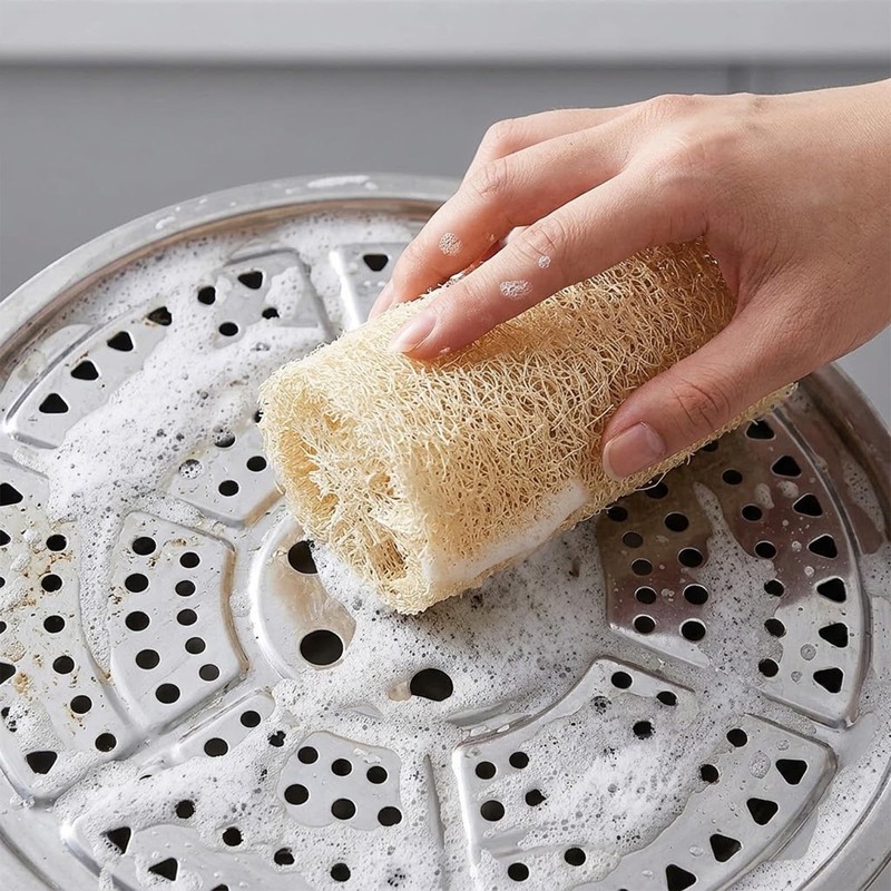 Natural Loofah Sponge, Natural Loofah Loofa for Skin Exfoliation 3Pcs