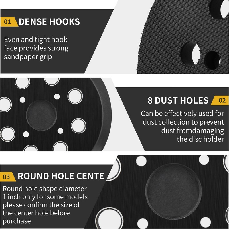 Gnellkoor 5 Inch 8 Hole Orbital Sander Pads Compatible with