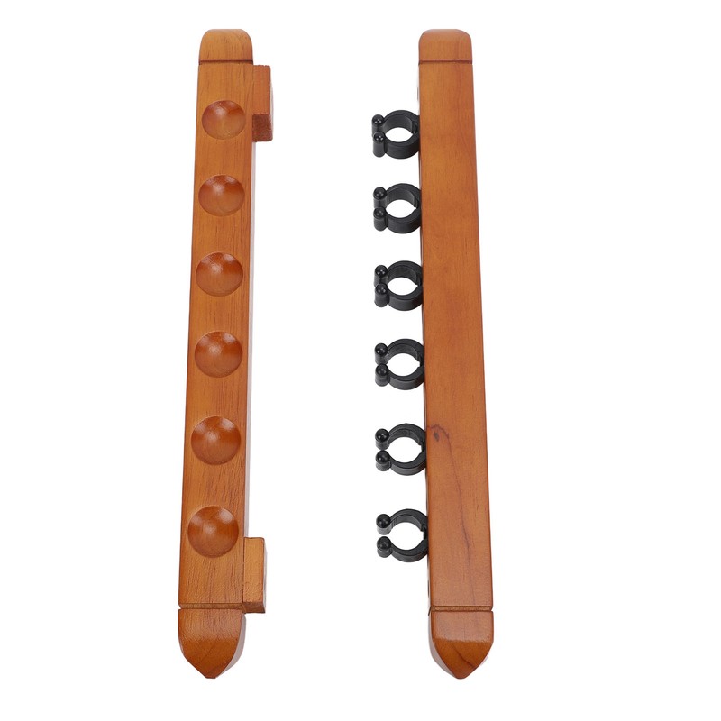 Wall Mounted Billiard Pool Cue Rack 6 Cues Wooden Billiard