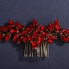 Teyglen Red Rhinestone Bridal Hair Comb Bride Crystal Wedding Hair