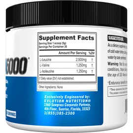 Evlution EVL BCAAs Amino Acids Powder - BCAA Powder Post Workout Recovery Drink and Stim Free Pre Workout Energy Drink Powder - 5g Branched Chain Amino Acids Supplement for Men - Unflavored Powder