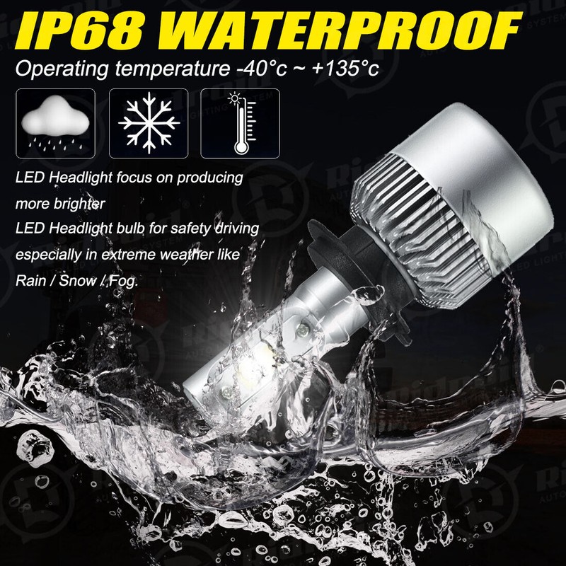 RIDROID 2x H7 LED Headlight Bulbs Kit High or Low
