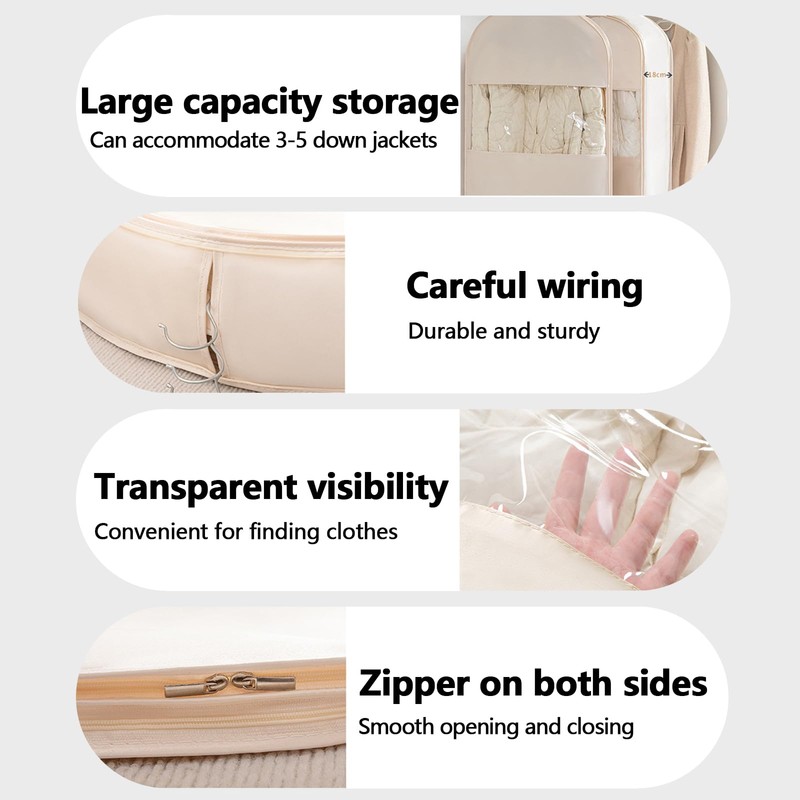 SLDYH Space Saving Hanging Garment Bag with Self Compression Zipper，Dust
