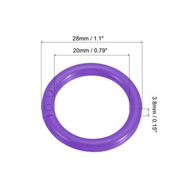 PATIKIL 2.8 cm OD 2 cm ID Loose Leaf Rings, 50 Pieces Binder Ring Plastic for Book DIY Scrapbook Notebook Photo Album, Purple