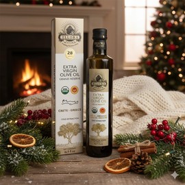 Ellora Farms, Organic Greek Extra Virgin Olive Oil, Single Estate PDO Messara, High Polyphenol, Traceable, Kosher, Glass Bottle in gift box, 17 FL oz