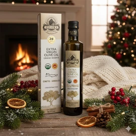 Ellora Farms, Organic Greek Extra Virgin Olive Oil, Single Estate PDO Messara, High Polyphenol, Traceable, Kosher, Glass Bottle in gift box, 17 FL oz