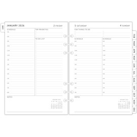 newestor 2026 Daily Planner Refills A5 Size, Filofax Compatible - Day Appointment Schedule & To-Do, Monthly Tabs, 6-Hole Punched