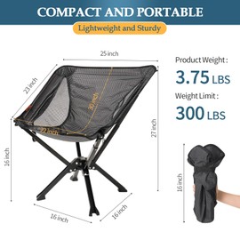 iCoolGoGo Portable Chair with Carry Bag - Durable and Ultra-Light Folding Chair for Camping - Supports 300 Lbs - Perfect for Outdoor Adventures