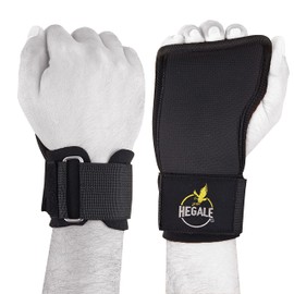 Hegale Weight Lifting Grip Straps with Neoprene Wrist Supports and Protective Palm Grip | 3-in-1 Gym Gloves and Weight Lifting Straps | Black Lifting Straps for Powerlifting and Weightlifting