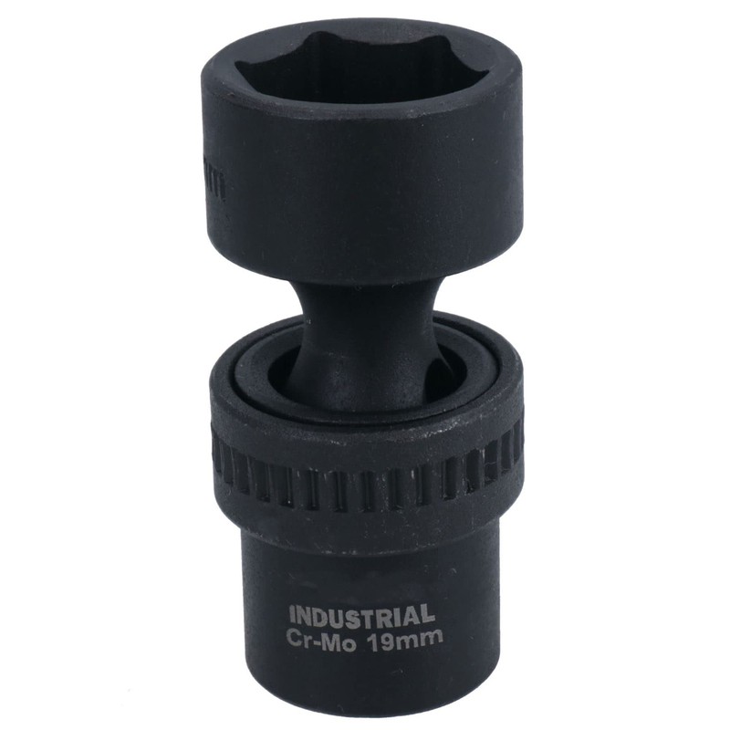 19mm 3/8in Drive Universal Swivel Wobble Metric Impact Shallow Socket