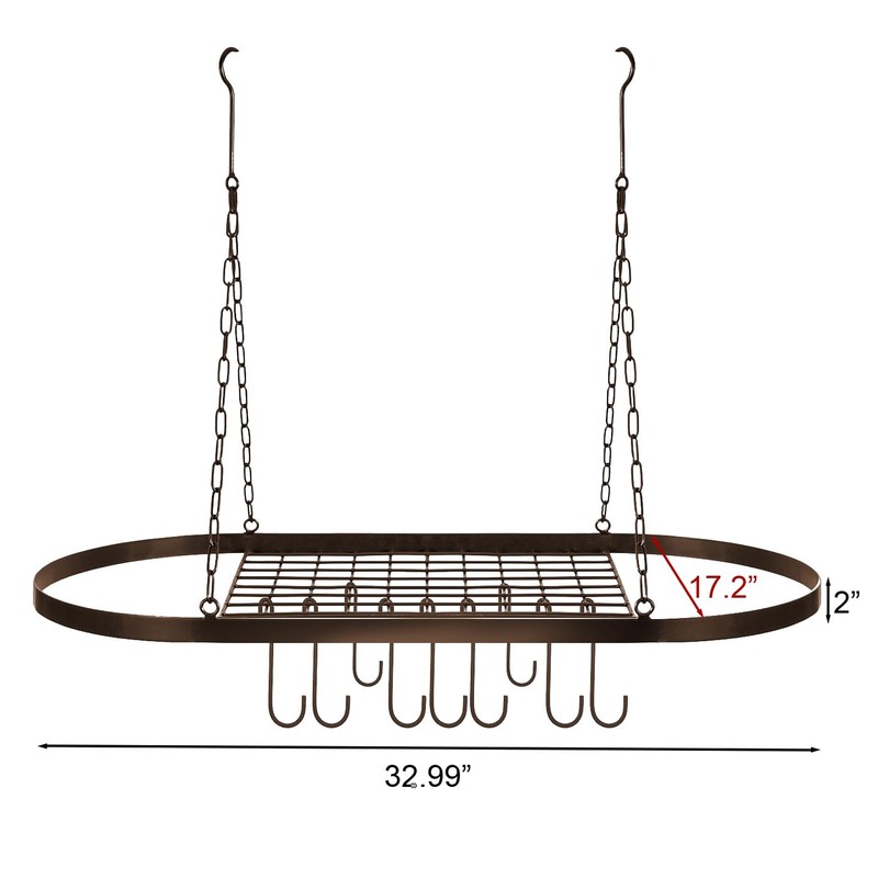 Sorbus Pot and Pan Rack for Ceiling 31" with 10