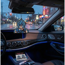 PumpCar car air freshener 2-piece double-sided Goku SSJ hanging cherry-scented anime dragon for rearview mirror Car Interior Accessories Household Gifts