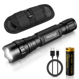 KEENZO LED Torch Super Bright White Light Tactical Handheld Torches, IP65 Waterproof Zoom Focus Flashlight Spotlight for Outdoor Hiking Camping Searchlight ﻿ ﻿