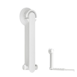 Obsoorth Foldable Clothes Drying Rack with Suction Cup, Wall-Mounted Clothes Drying Rod with Retractable Rod for Laundry Bathroom RV Balcony, Travel Portable Drying Rack for Clothe, White