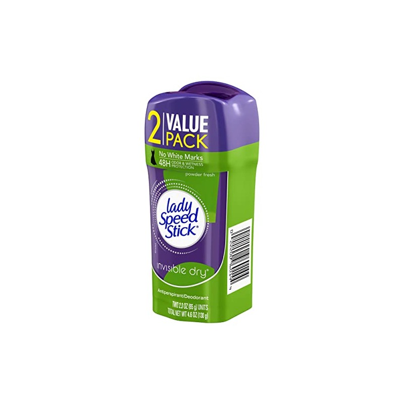 Lady Speed Stick Antiperspirant, Invisible Dry Powder Fresh, Twin pack,