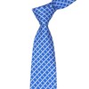 Mens Repp Soft Blue White Silk Tie Checkered Diamonds Woven
