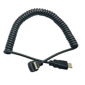 Seadream 4k HDMI to HDMI Cable,Coiled Up Angled HDMI Male to HDMI Male Converter Adapter Cable, Support 3D,4k,1080P Resolution, Stretched Length Up to 7.8FT(2.4M) (Black Up Angle)