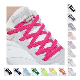 Handshop 2 Pairs of Laces Without Tying - Elastic Shoelaces with Metal Capsules - Shoelaces Quick Release for Adults and Children Trainers, 2 x rose red, 120