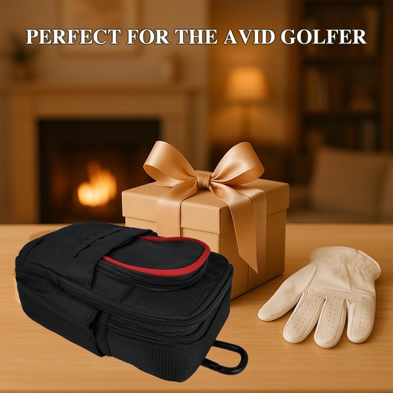Golf Valuables Bag with 3 Zip Pockets, Golf Ball Organizer